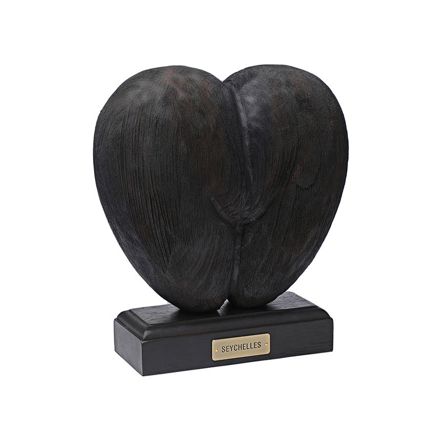 Wooden Coco De Mer Carved with base-S