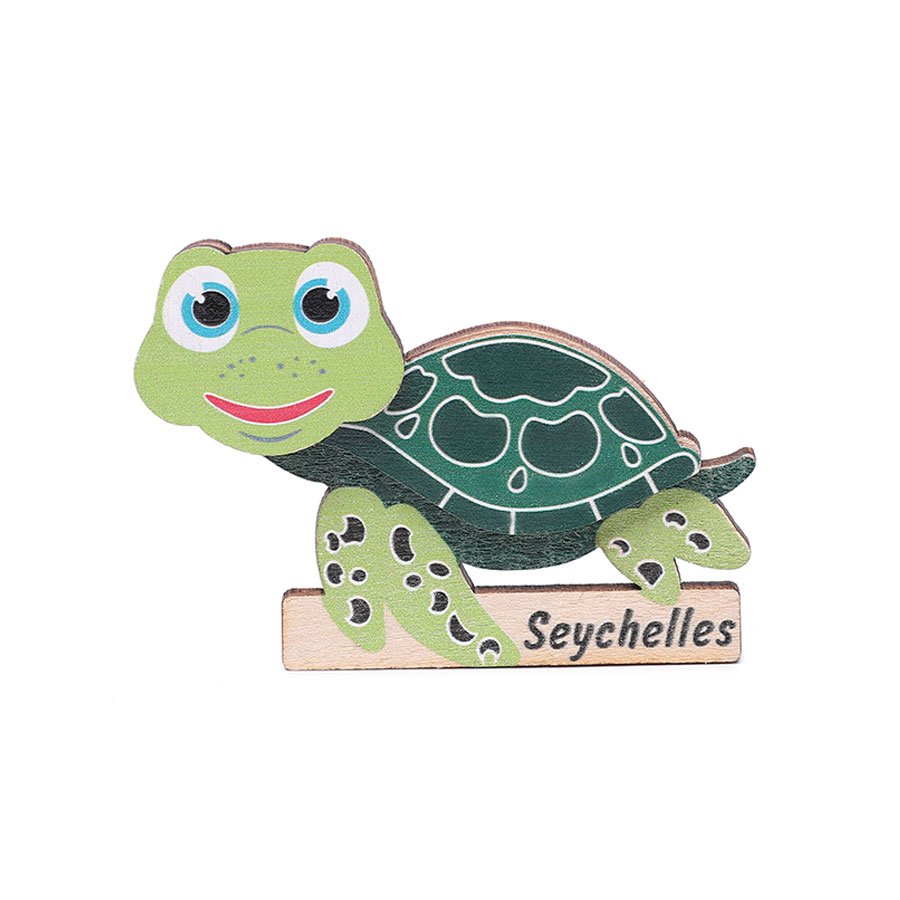 Three- Layers Wooden Seychelles Green Sea Turtle Magnet