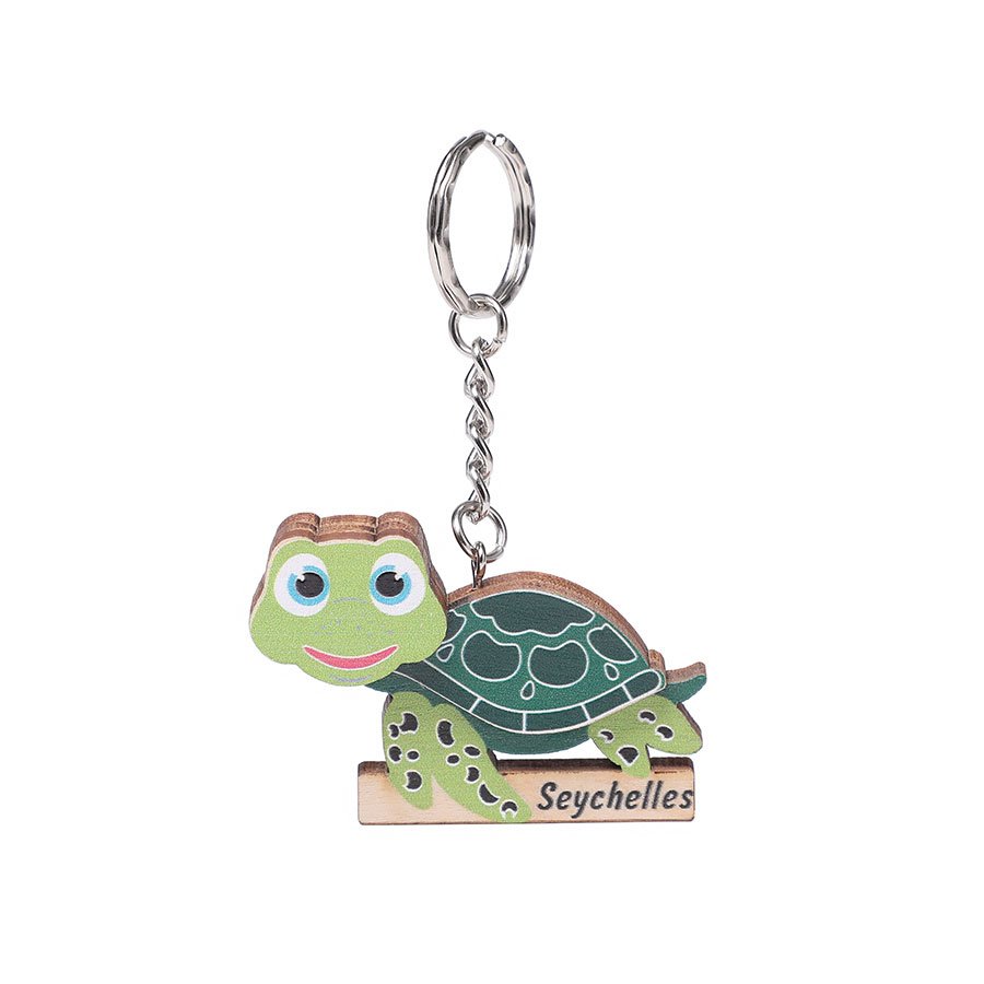 Seychelles Green Sea Turtle Wooden Keychain – Three Layers