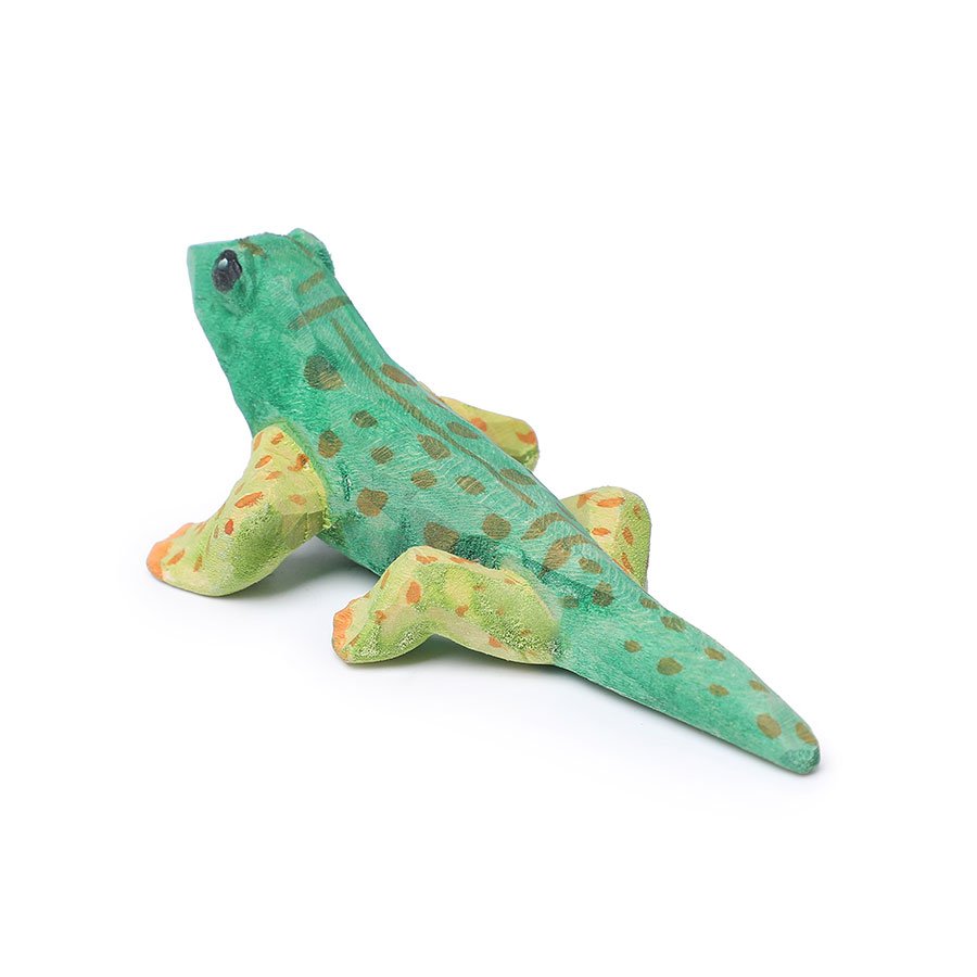 Wooden Carved Seychelles Green Lizard