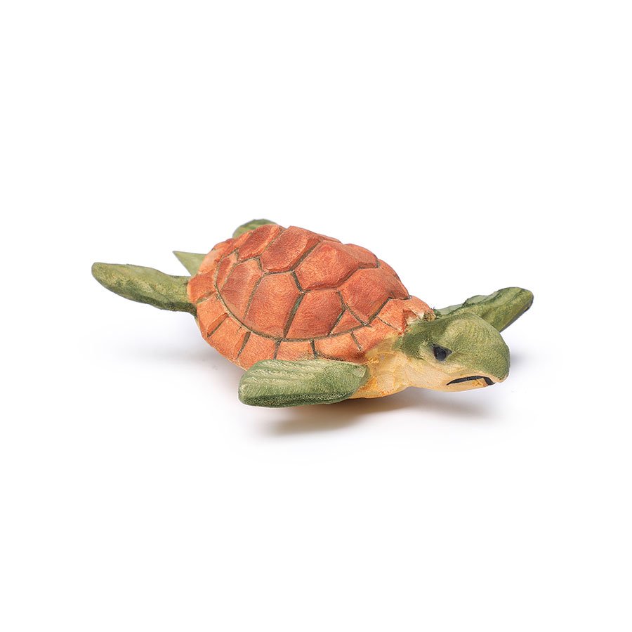Wooden Carved Seychelles Brown Sea Turtle