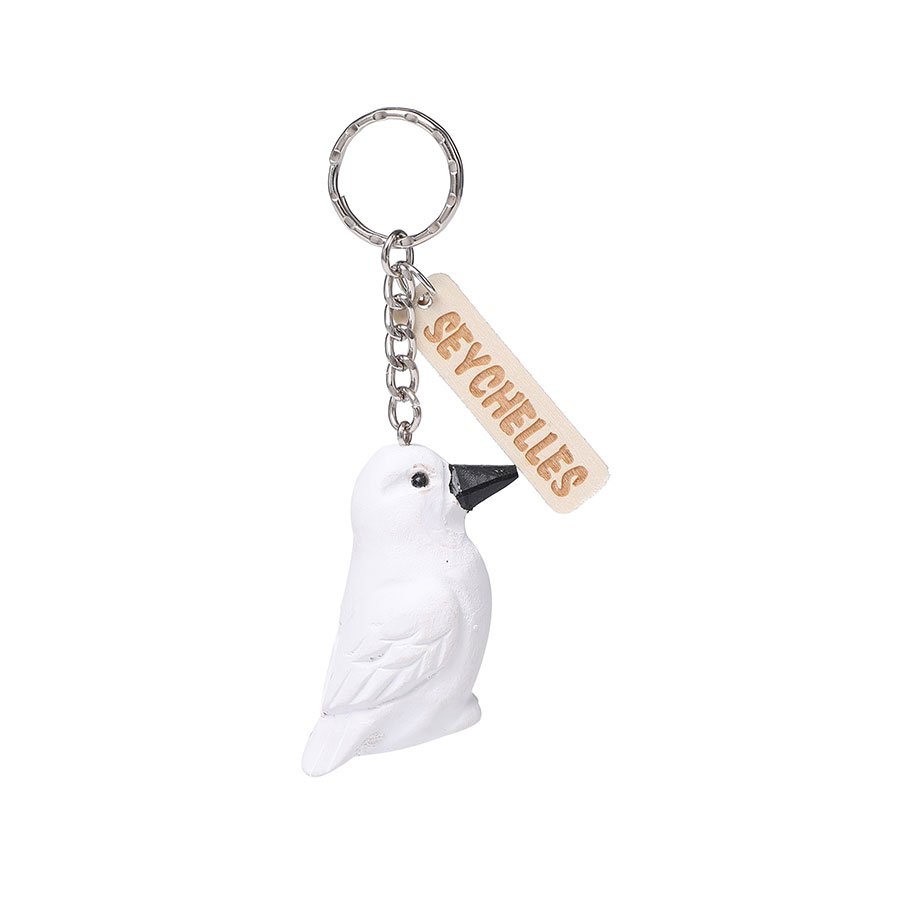 Wooden Carved Seychelles Fairy Tern Keychain